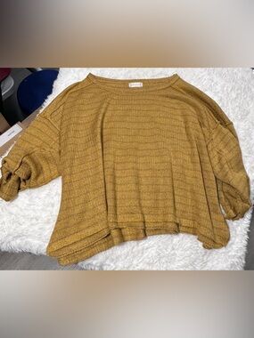 Altar'd State Mustard Textured Knit Top